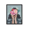Picture of Girl with bouquet of flowers II _GroupedProduct_Rectangle_Portrait_Framed_Matted_