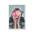 Picture of Girl with bouquet of flowers II _GroupedProduct_Rectangle_Portrait_Framed_Matted_