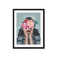 Picture of Girl with bouquet of flowers II _GroupedProduct_Rectangle_Portrait_Framed_Matted_