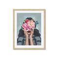 Picture of Girl with bouquet of flowers II _GroupedProduct_Rectangle_Portrait_Framed_Matted_