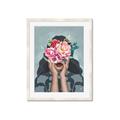 Picture of Girl with bouquet of flowers II _GroupedProduct_Rectangle_Portrait_Framed_Matted_