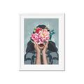 Picture of Girl with bouquet of flowers II _GroupedProduct_Rectangle_Portrait_Framed_Matted_