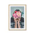 Picture of Girl with bouquet of flowers II _GroupedProduct_Rectangle_Portrait_Framed_Matted_