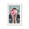 Picture of Girl with bouquet of flowers II _GroupedProduct_Rectangle_Portrait_Framed_Matted_