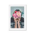 Picture of Girl with bouquet of flowers II _GroupedProduct_Rectangle_Portrait_Framed_Matted_
