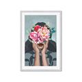 Picture of Girl with bouquet of flowers II _GroupedProduct_Rectangle_Portrait_Framed_Matted_