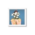 Picture of Girl with bouquet of flowers _GroupedProduct_Square_Framed_Matted_
