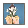 Picture of Girl with bouquet of flowers _GroupedProduct_Square_Framed_Matted_