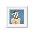 Picture of Girl with bouquet of flowers _GroupedProduct_Square_Framed_Matted_