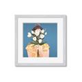 Picture of Girl with bouquet of flowers _GroupedProduct_Square_Framed_Matted_