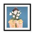 Picture of Girl with bouquet of flowers _GroupedProduct_Square_Framed_Matted_