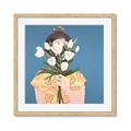 Picture of Girl with bouquet of flowers _GroupedProduct_Square_Framed_Matted_