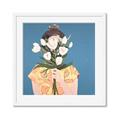 Picture of Girl with bouquet of flowers _GroupedProduct_Square_Framed_Matted_
