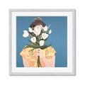 Picture of Girl with bouquet of flowers _GroupedProduct_Square_Framed_Matted_