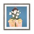 Picture of Girl with bouquet of flowers _GroupedProduct_Square_Framed_Matted_