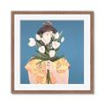 Picture of Girl with bouquet of flowers _GroupedProduct_Square_Framed_Matted_