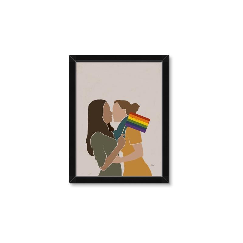 Picture of Two girls with rainbow flag _GroupedProduct_Rectangle_Portrait_Framed_Matted_