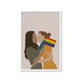 Picture of Two girls with rainbow flag _GroupedProduct_Rectangle_Portrait_Framed_Matted_