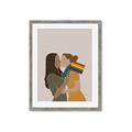 Picture of Two girls with rainbow flag _GroupedProduct_Rectangle_Portrait_Framed_Matted_