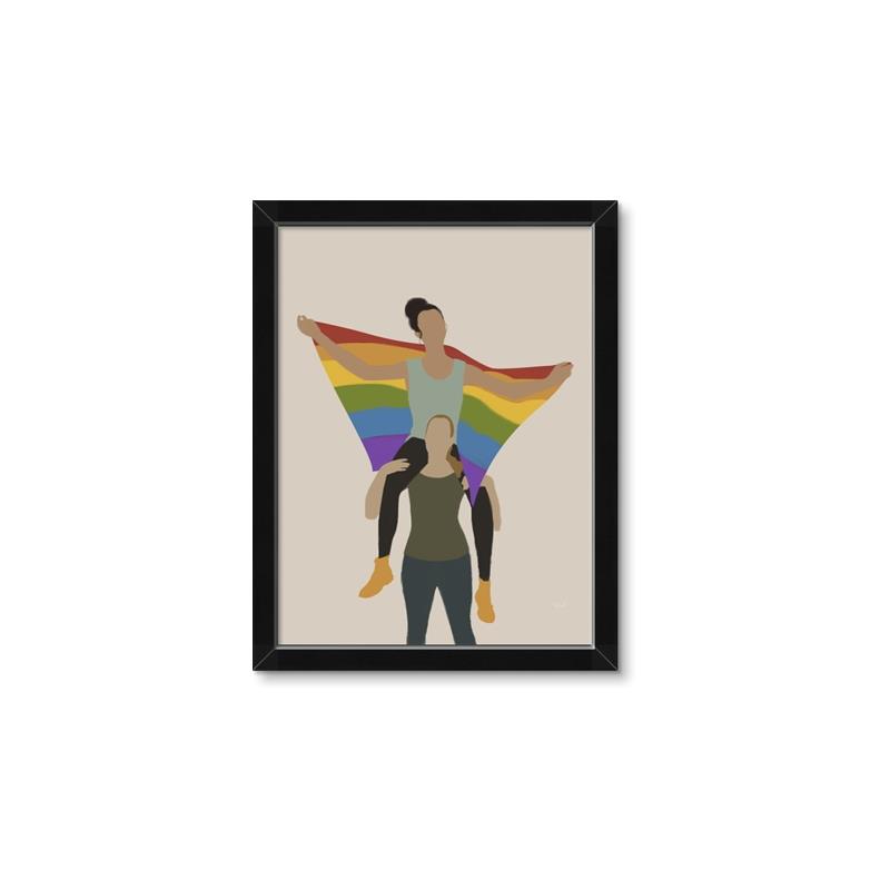 Picture of Two girls with rainbow flag II _GroupedProduct_Rectangle_Portrait_Framed_Matted_