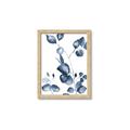 Picture of Blue Water Colour Leaves _GroupedProduct_Rectangle_Portrait_Framed_Matted_