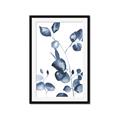 Picture of Blue Water Colour Leaves _GroupedProduct_Rectangle_Portrait_Framed_Matted_