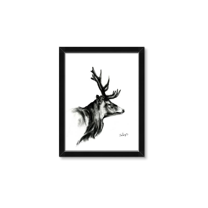 Picture of Sketched Deer side  _GroupedProduct_Rectangle_Portrait_Framed_Matted_