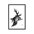 Picture of Sketched Deer side  _GroupedProduct_Rectangle_Portrait_Framed_Matted_
