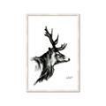 Picture of Sketched Deer side  _GroupedProduct_Rectangle_Portrait_Framed_Matted_