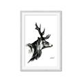 Picture of Sketched Deer side  _GroupedProduct_Rectangle_Portrait_Framed_Matted_