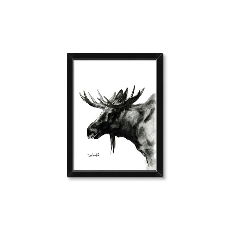 Picture of Sketched Moose _GroupedProduct_Rectangle_Portrait_Framed_Matted_