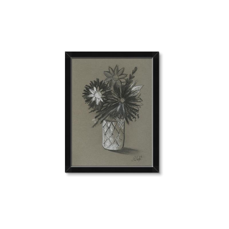 Picture of Charcoal Flower Drawing II _GroupedProduct_Rectangle_Portrait_Framed_Matted_