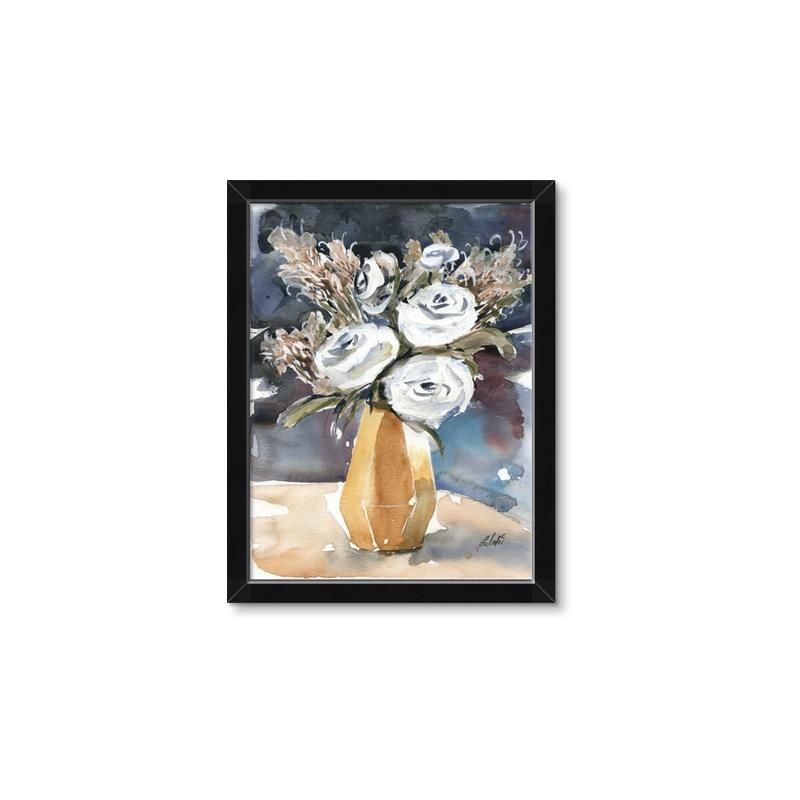 Picture of White Flower In Vase I _GroupedProduct_Rectangle_Portrait_Framed_Matted_