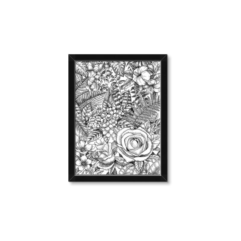 Picture of Detailed Floral Sketch _GroupedProduct_Rectangle_Portrait_Framed_Matted_