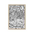 Picture of Detailed Floral Sketch _GroupedProduct_Rectangle_Portrait_Framed_Matted_
