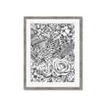 Picture of Detailed Floral Sketch _GroupedProduct_Rectangle_Portrait_Framed_Matted_