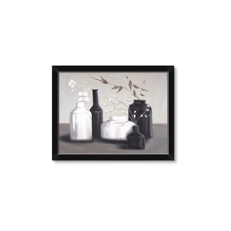 Picture of Black and White Botanical Vases _GroupedProduct_Rectangle_Landscape_Framed_Matted_