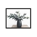 Picture of Black vase with green leafs _GroupedProduct_Rectangle_Landscape_Photography _GroupedProduct_Rectangle_Landscape_Framed_Matted_