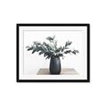 Picture of Black vase with green leafs _GroupedProduct_Rectangle_Landscape_Photography _GroupedProduct_Rectangle_Landscape_Framed_Matted_