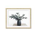 Picture of Black vase with green leafs _GroupedProduct_Rectangle_Landscape_Photography _GroupedProduct_Rectangle_Landscape_Framed_Matted_