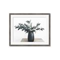 Picture of Black vase with green leafs _GroupedProduct_Rectangle_Landscape_Photography _GroupedProduct_Rectangle_Landscape_Framed_Matted_
