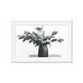 Picture of Black vase with green leafs _GroupedProduct_Rectangle_Landscape_Photography _GroupedProduct_Rectangle_Landscape_Framed_Matted_