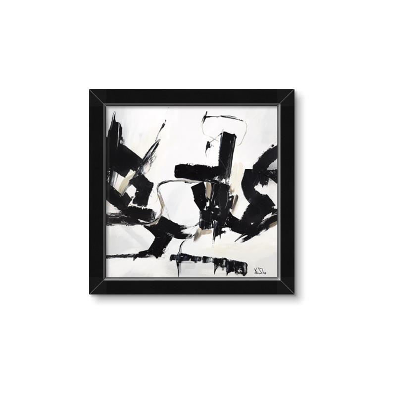 Picture of Black Abstract with Fine Line _GroupedProduct_Square_Framed_Matted_