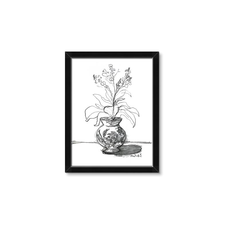 Picture of Hand Drawn Vase _GroupedProduct_Rectangle_Portrait_Framed_Matted_