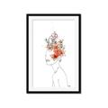 Picture of Orange Floral Figurative _GroupedProduct_Rectangle_Portrait_Framed_Matted_