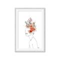 Picture of Orange Floral Figurative _GroupedProduct_Rectangle_Portrait_Framed_Matted_