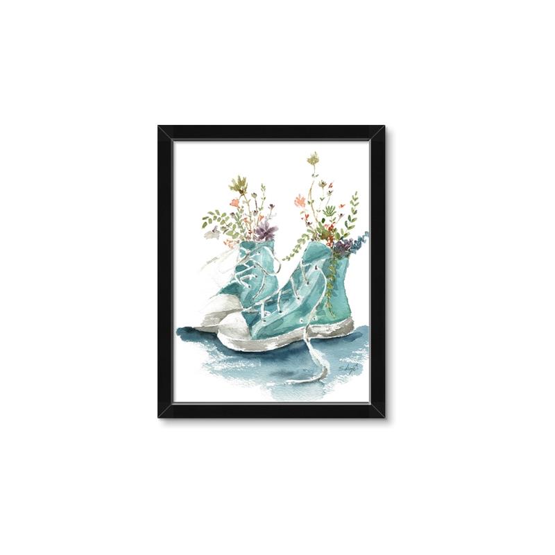 Picture of Teal Shoe Garden  _GroupedProduct_Rectangle_Portrait_Framed_Matted_