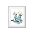 Picture of Teal Shoe Garden  _GroupedProduct_Rectangle_Portrait_Framed_Matted_