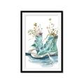 Picture of Teal Shoe Garden  _GroupedProduct_Rectangle_Portrait_Framed_Matted_