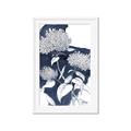 Picture of Hydrangea flower on blue bkg _GroupedProduct_Rectangle_Portrait_Framed_Matted_